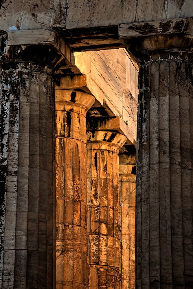 Parthenon columns on the Acropolis in Athens-Greece